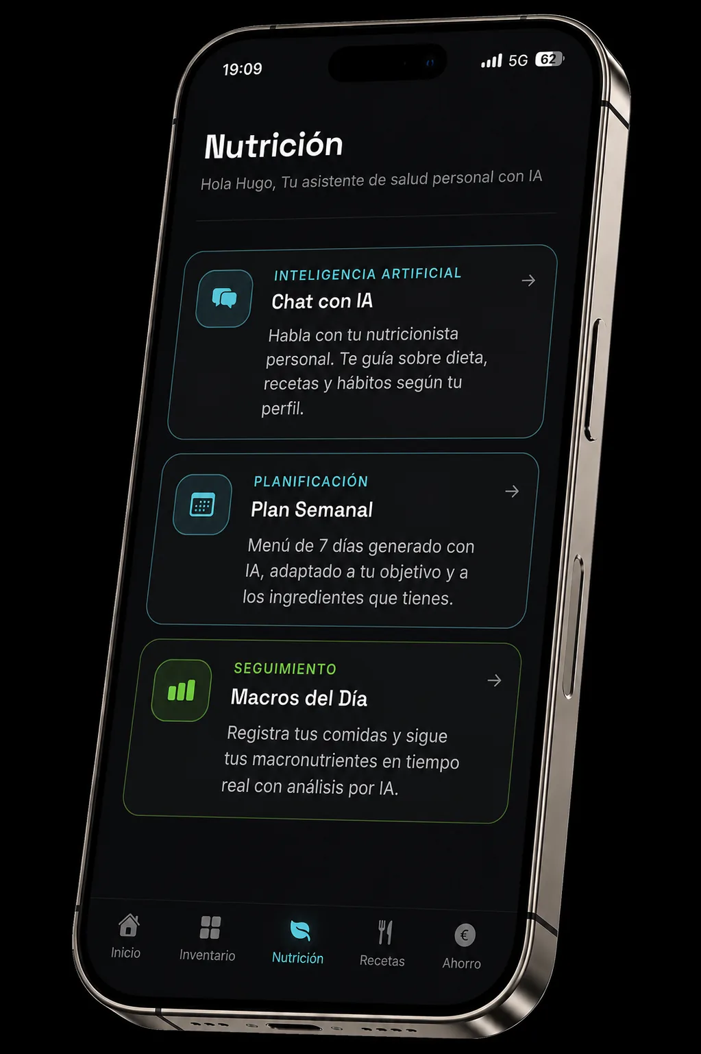 Pantalla de nutrición de Fridgy